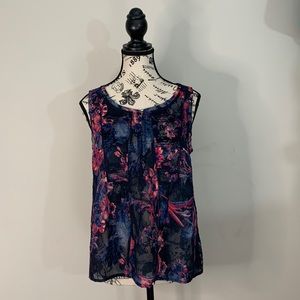 Sheer floral Lucky Brand sleeveless blouse Size:S